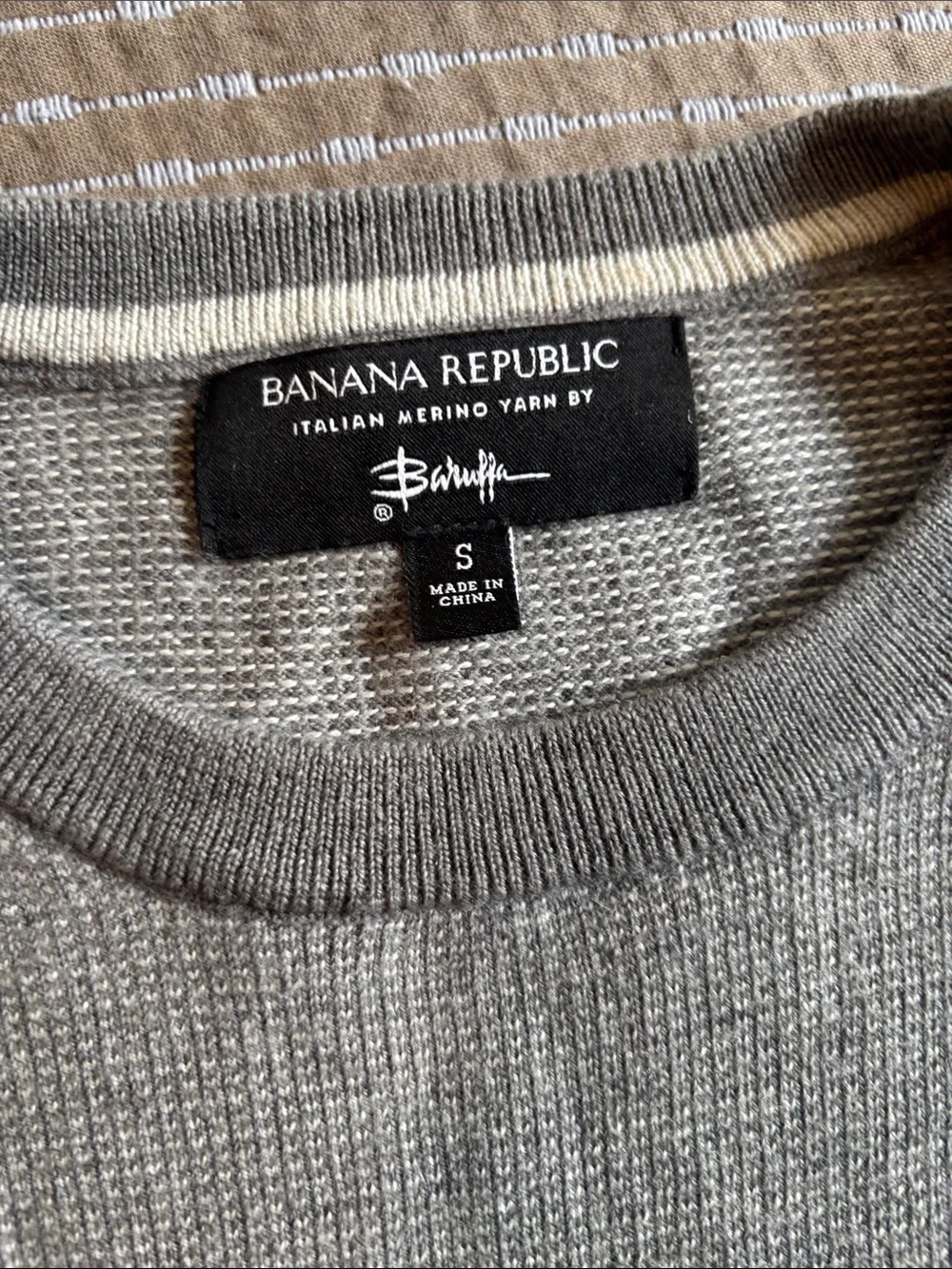 Banana Republic Mens Small Merino Birdseye Sweater Grey Italian Yarn Baruffa